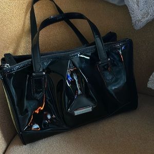 Burberry black patent leather purse